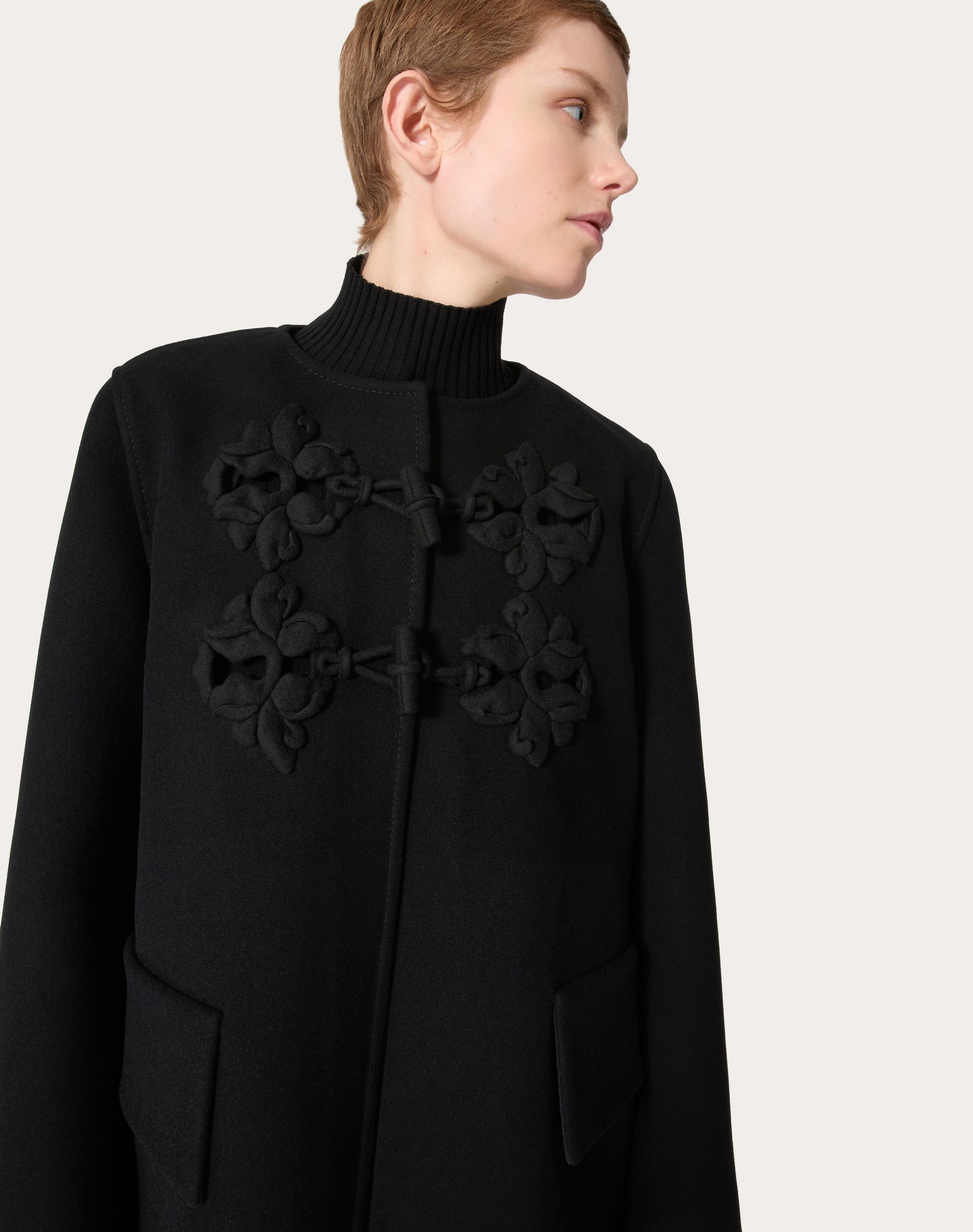 PEA COAT IN EMBROIDERED COMPACT COAT - 5