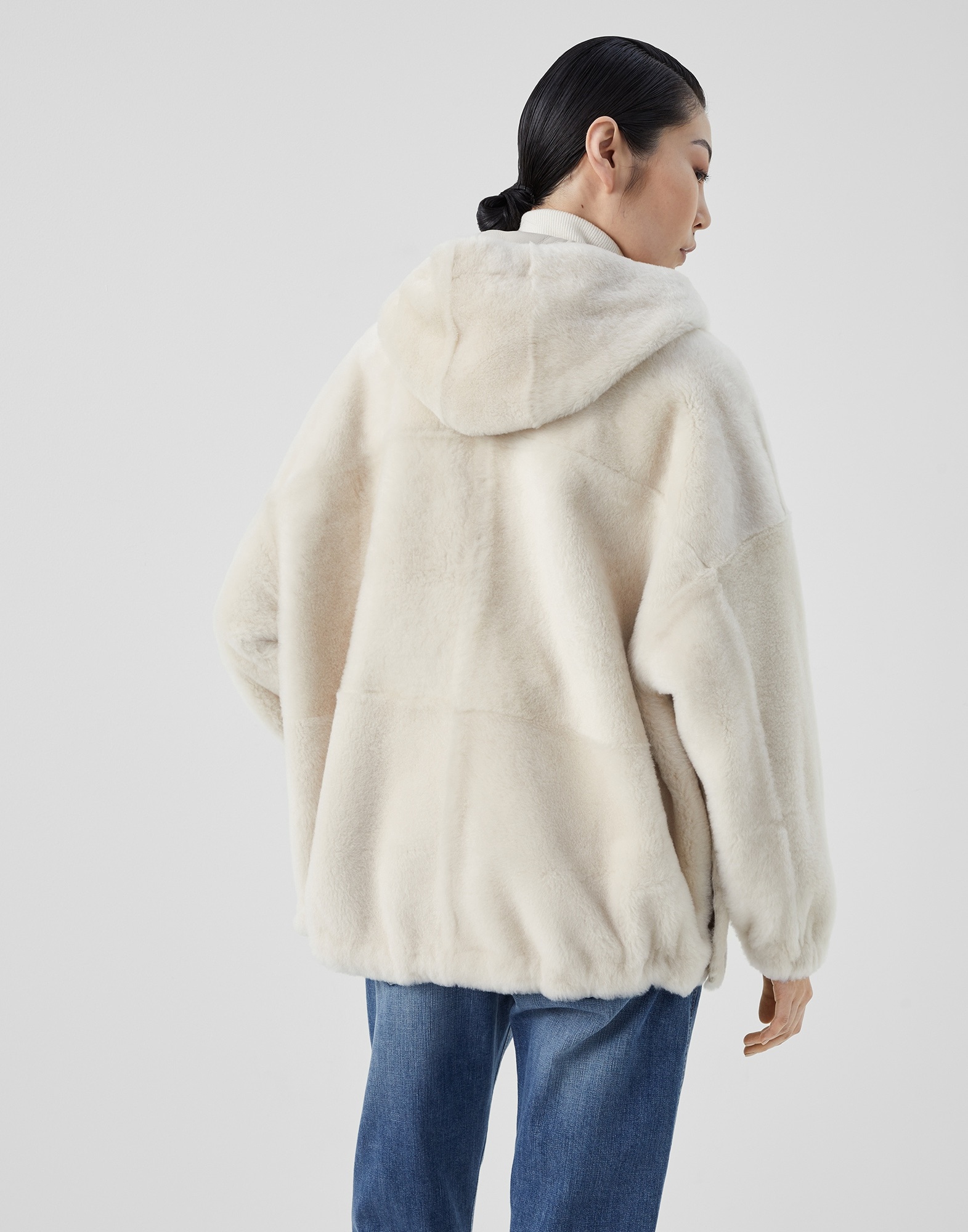 Reversible shearling parka with monili - 2