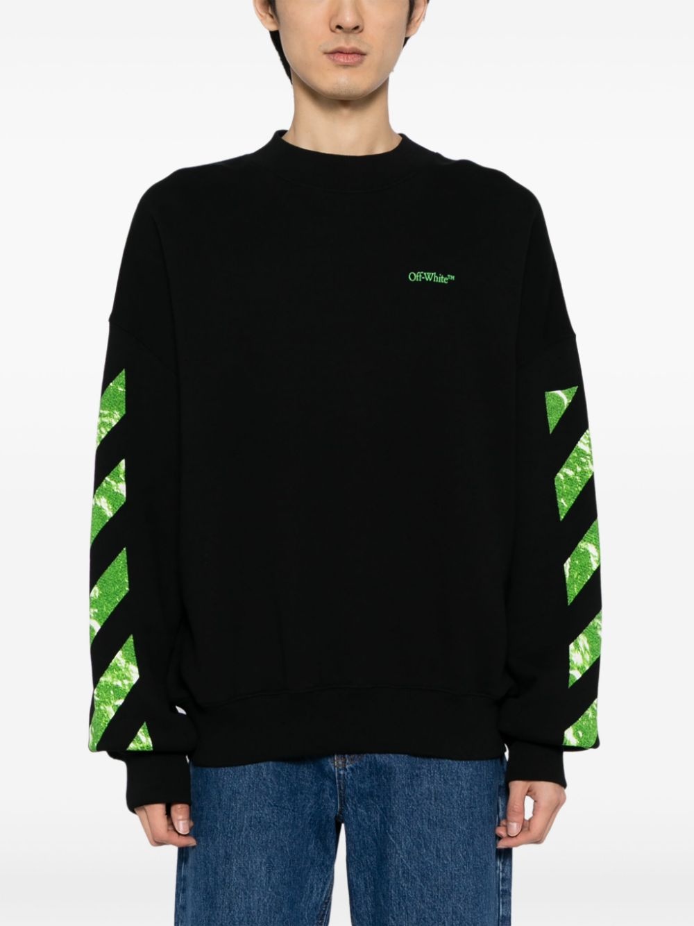 Diag-stripe cotton sweatshirt - 3