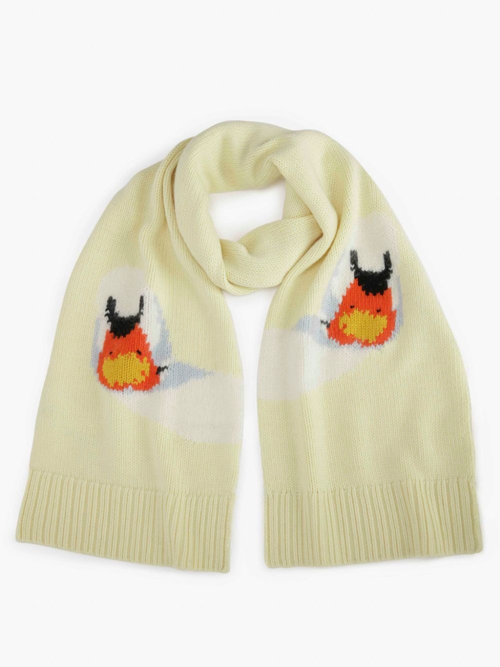 INTARSIA SCARF WITH SWAN MOTIF - 1