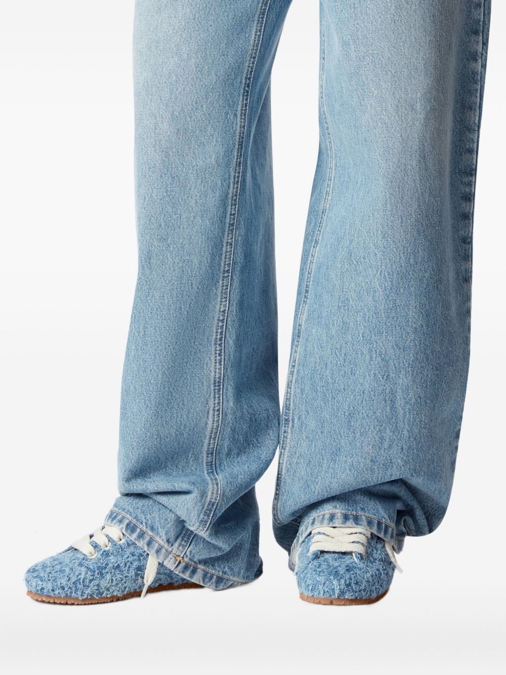 Tact frayed-denim lace-up sneakers - 2