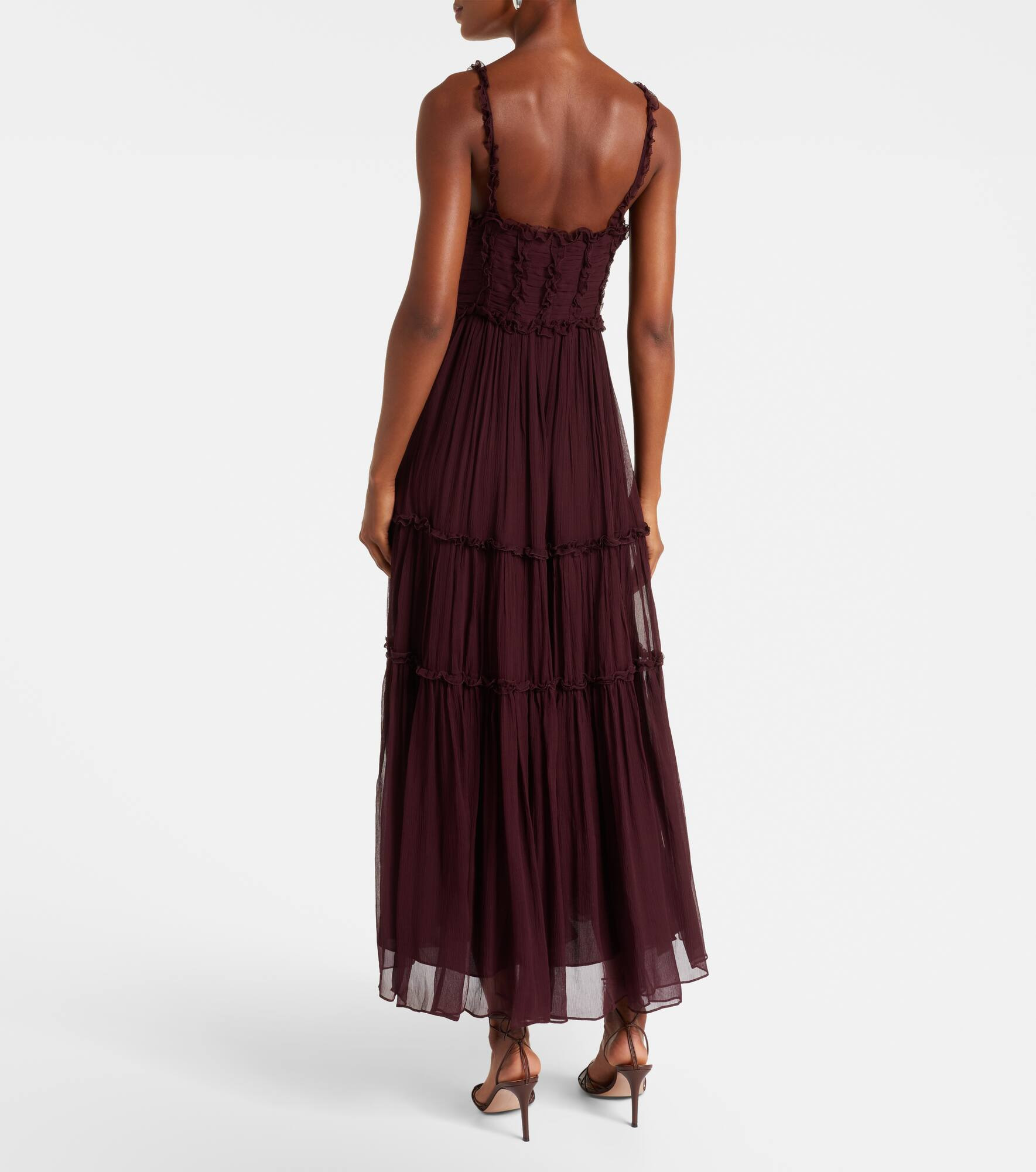 Talitha ruffled silk chiffon midi dress - 3