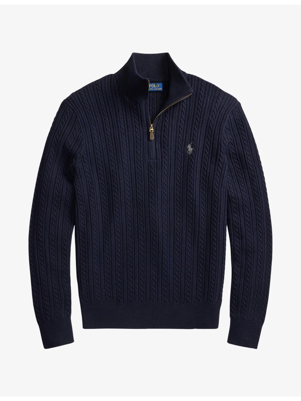 Half-Zip Cable-Knit Cotton Jumper - 1