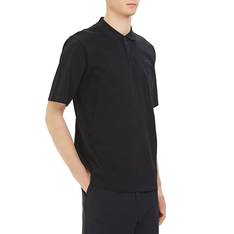 Men's Y-3 Casual Solid Color Cotton Polo Shirt Black FN3355 - 6