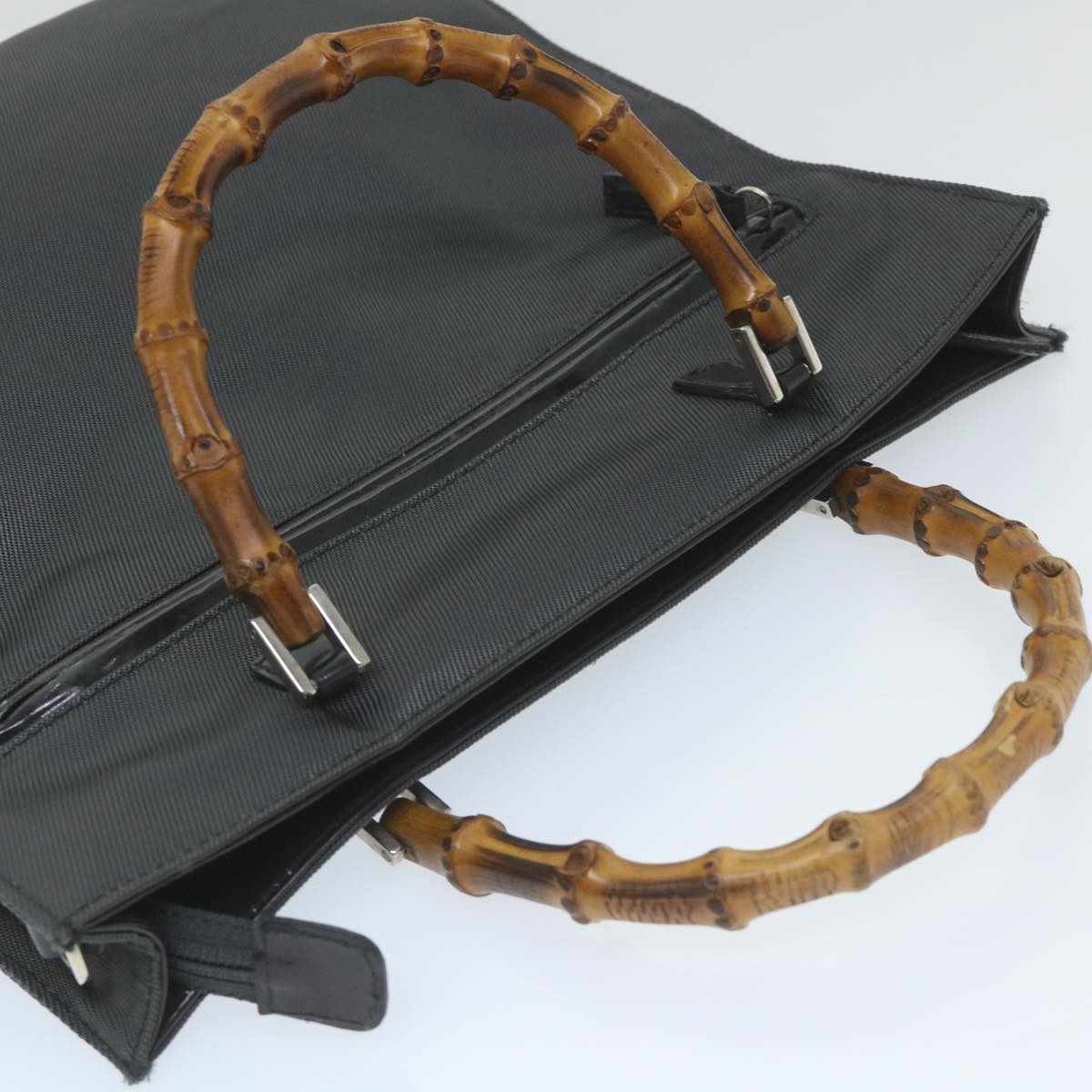 GUCCI Bamboo Hand Bag Canvas Gray 001 1095 001 1095 - 6