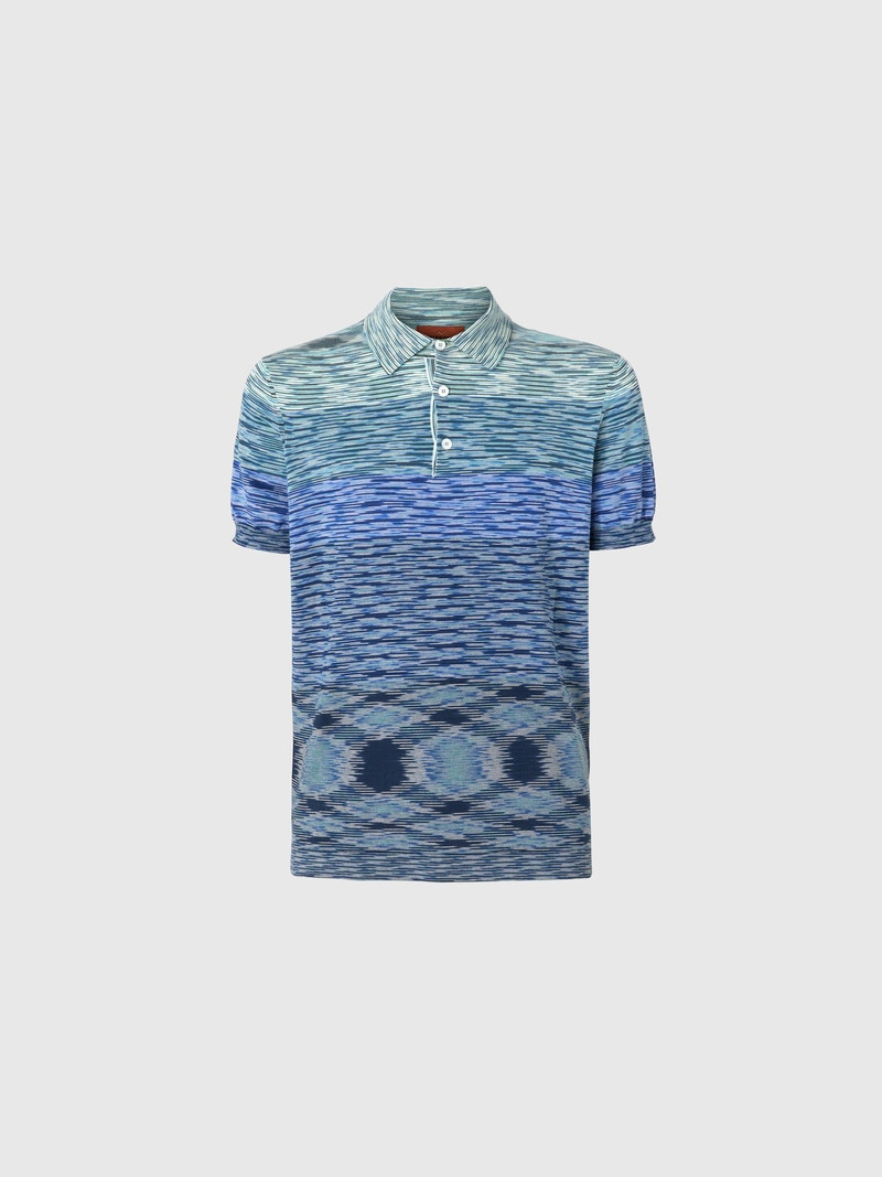 Dégradé slub cotton knit polo shirt 1