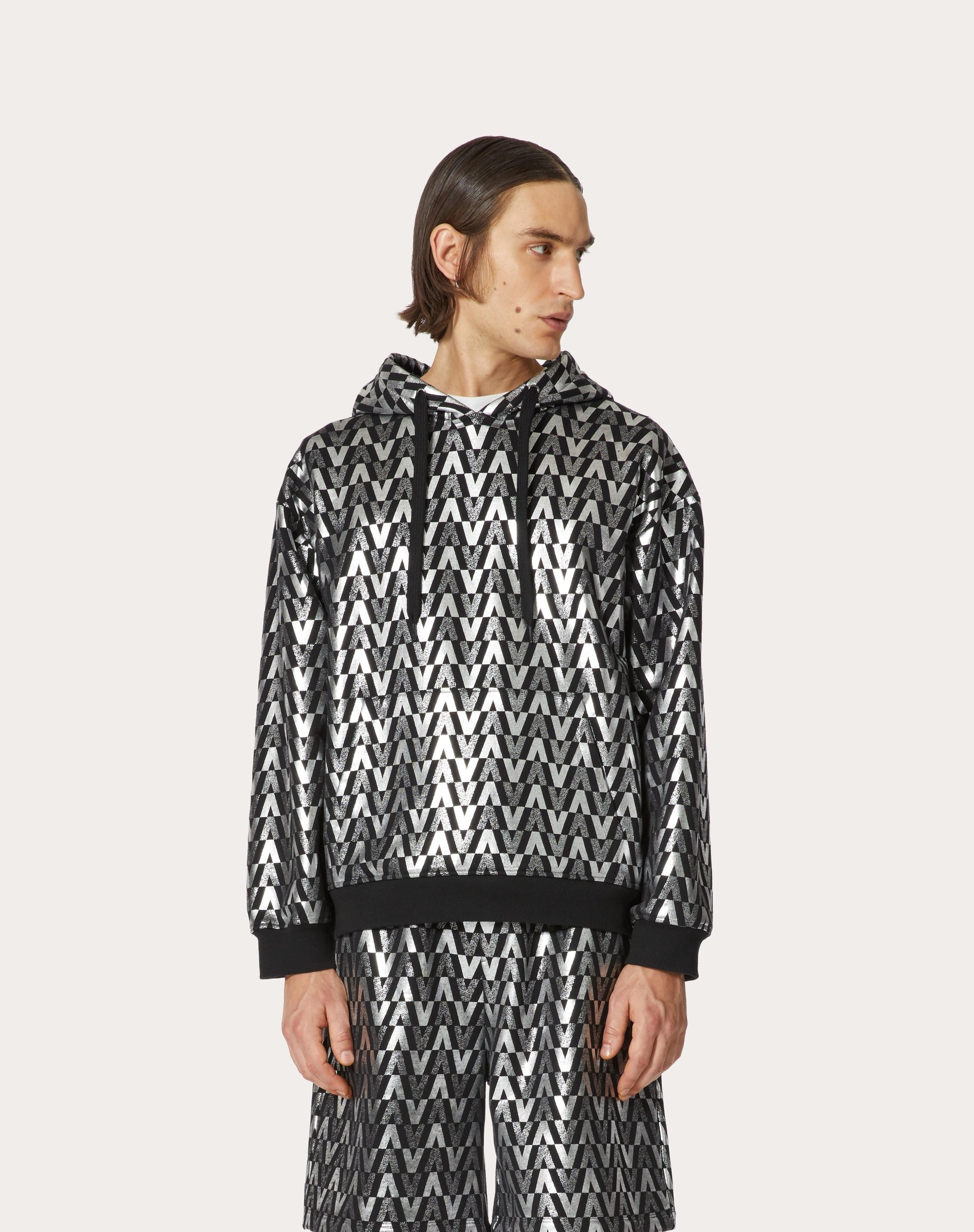 SWEATSHIRT WITH SILVER OPTICAL VALENTINO PRINT - 3