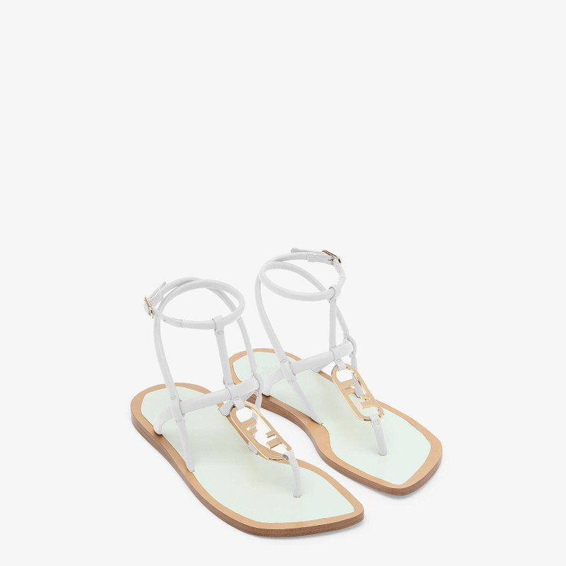 White nappa leather thong sandals 1
