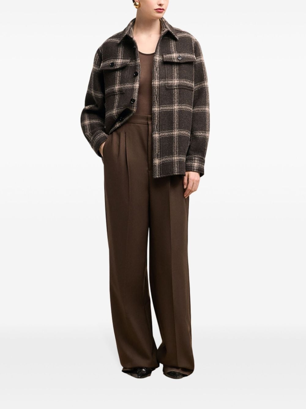 checked wool-blend shirt jacket - 2