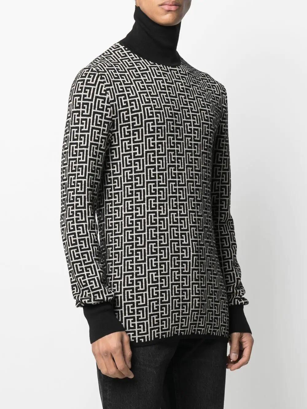 monogram-motif rollneck jumper - 3