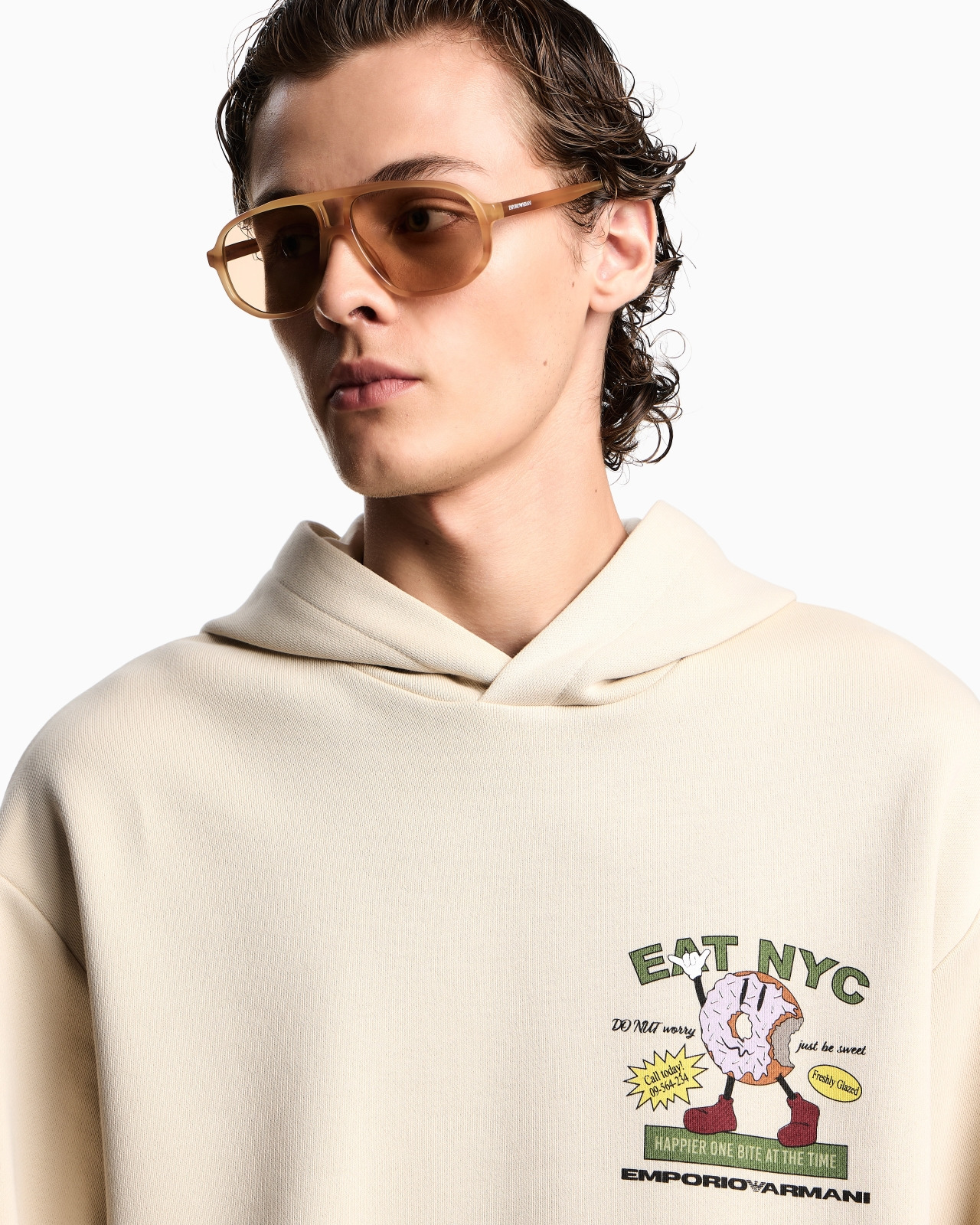 NEW YORK CAPSULE COLLECTION EAT NYC PRINT JERSEY HOODED SWEATSHIRT - 5