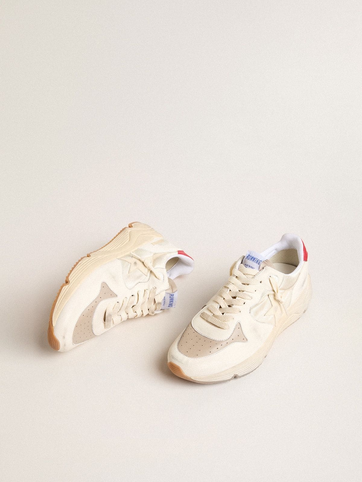 Men’s Running Sole in nappa leather with beige leather star and red heel tab - 2