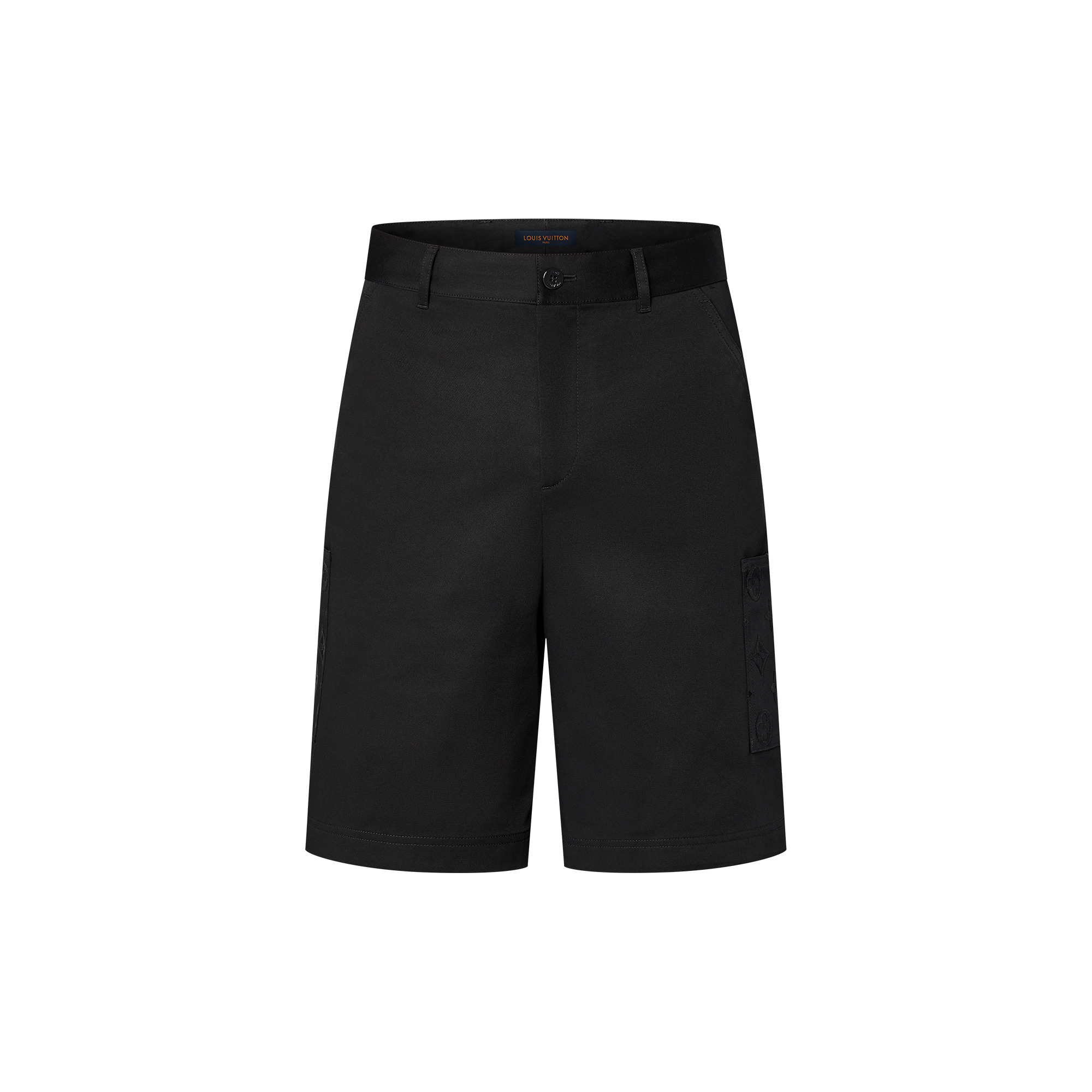 Flocked Cotton Cargo Shorts - 1
