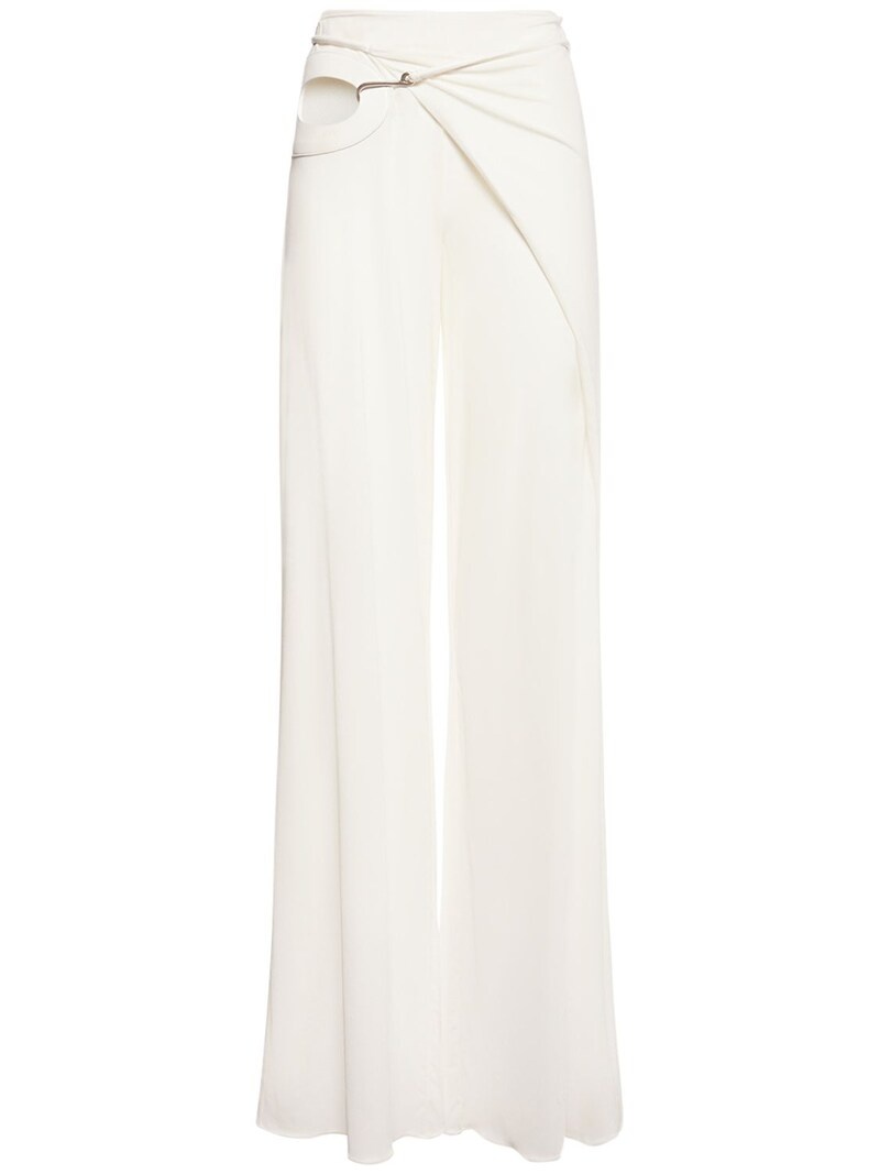 Jersey mid rise wrap wide pants - 1