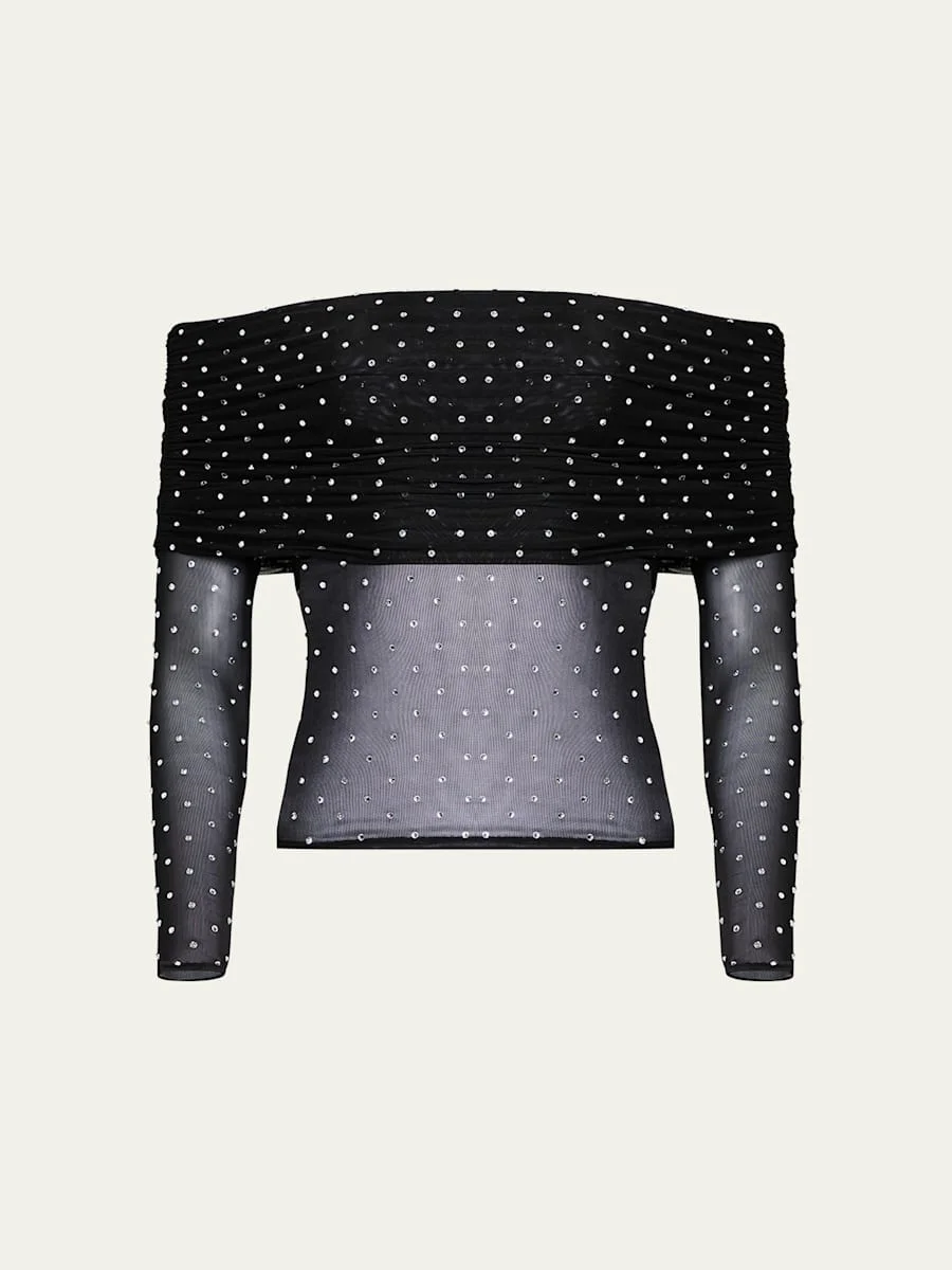 Oriana Off-The-Shoulder Mesh Top - 1