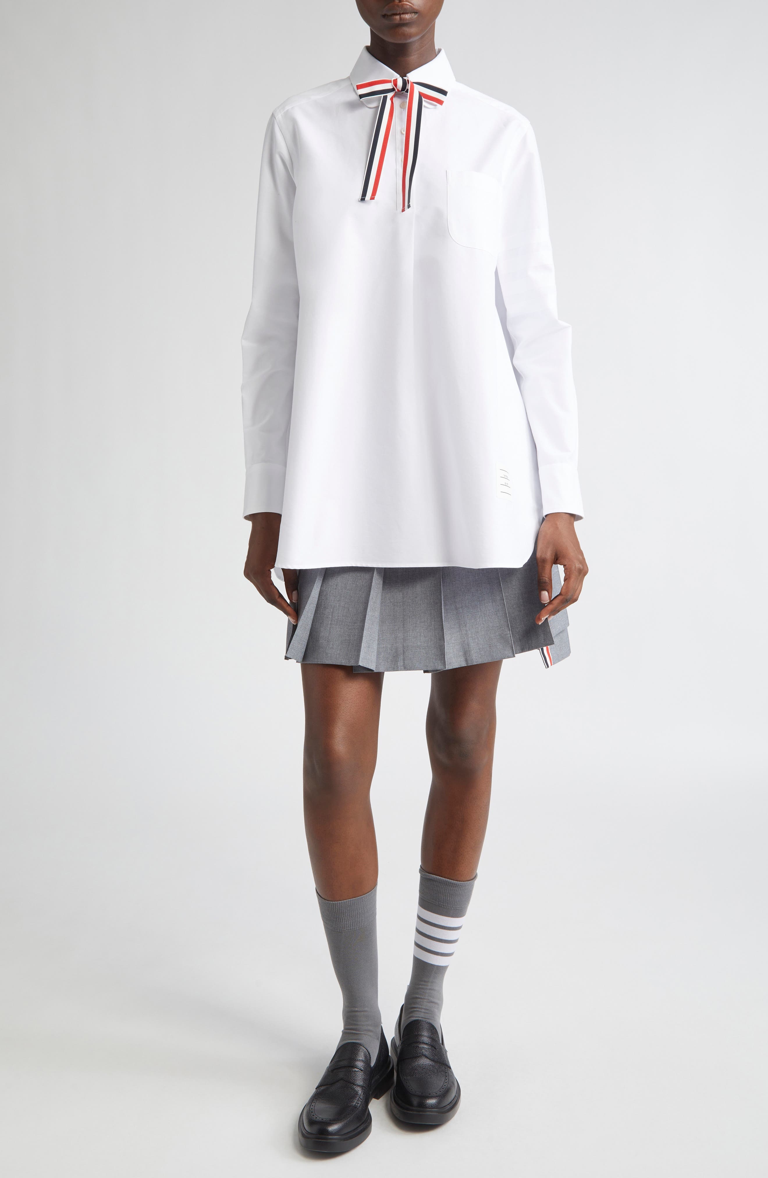 Thom Browne Bow Tie Cotton Oxford Shirt in White at Nordstrom - 2