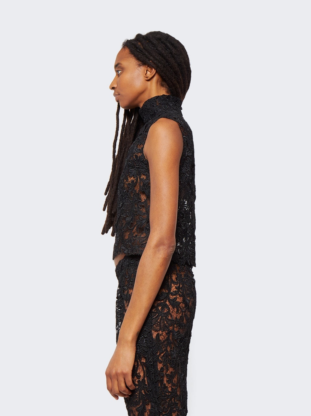 Floral Guipure Lace Top Black - 4