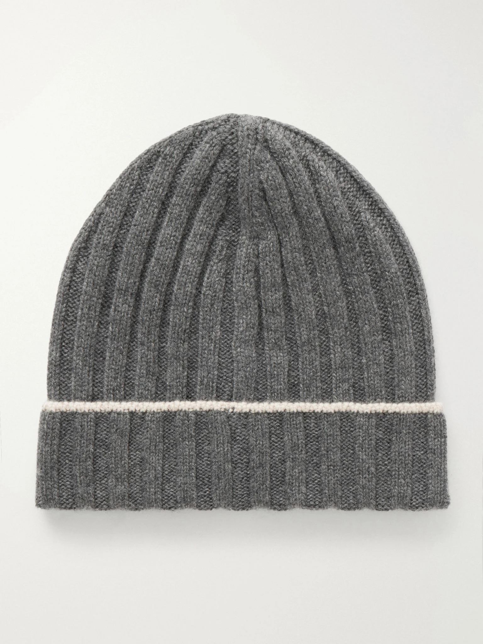 Ribbed Cashmere Beanie Gray - 1