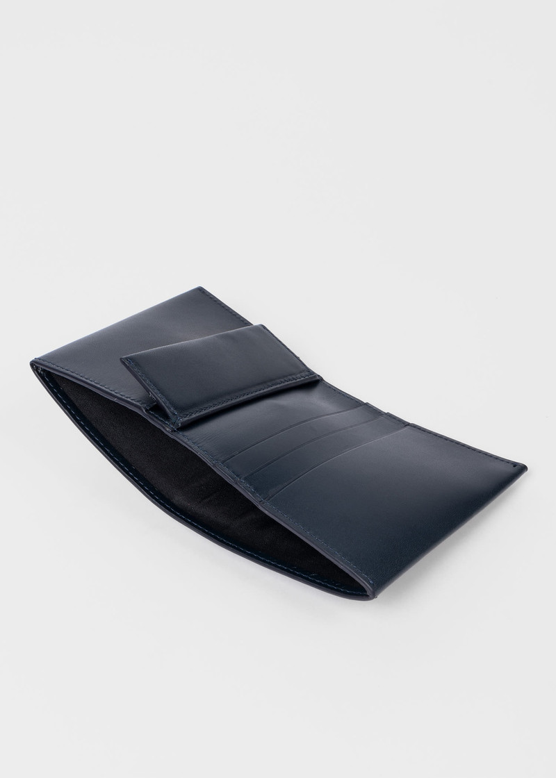 Navy Leather 'Signature Stripe' Compact Billfold Wallet 6