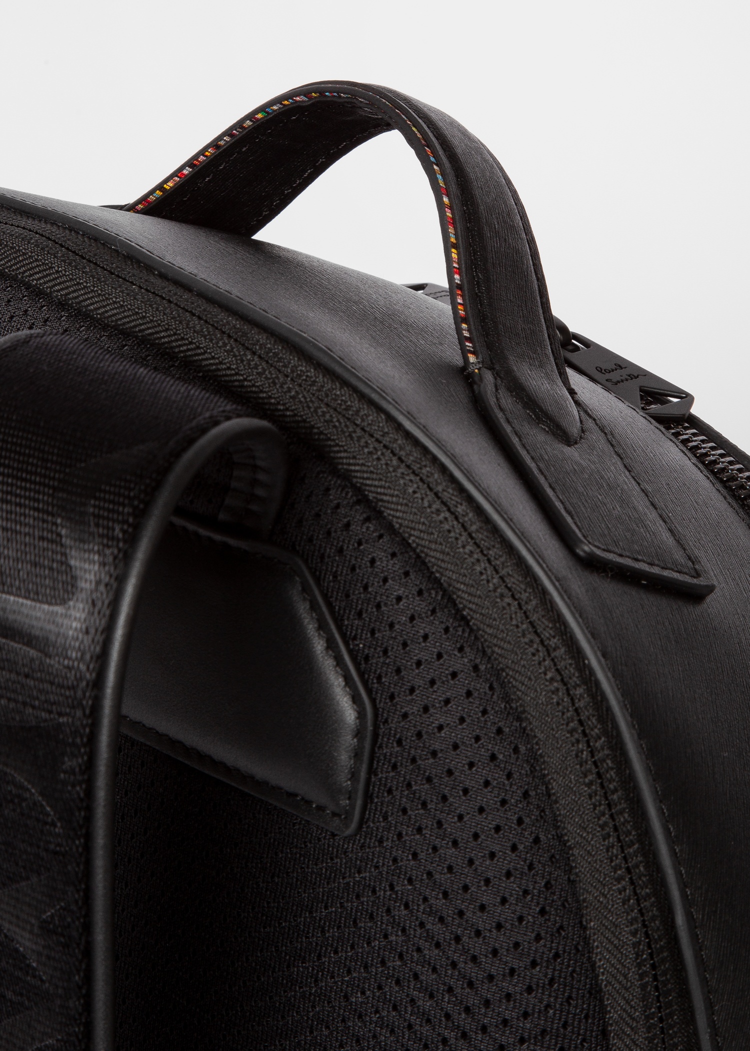 Black Embossed Leather Backpack - 6