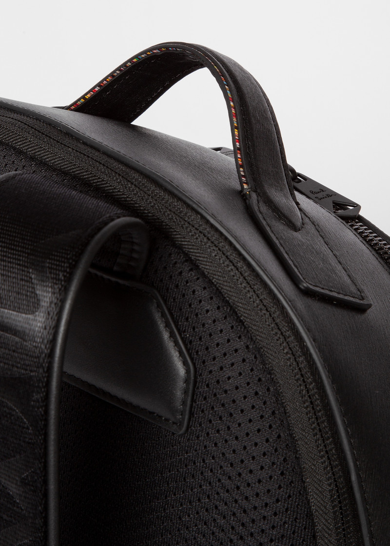 Black Embossed Leather Backpack 6