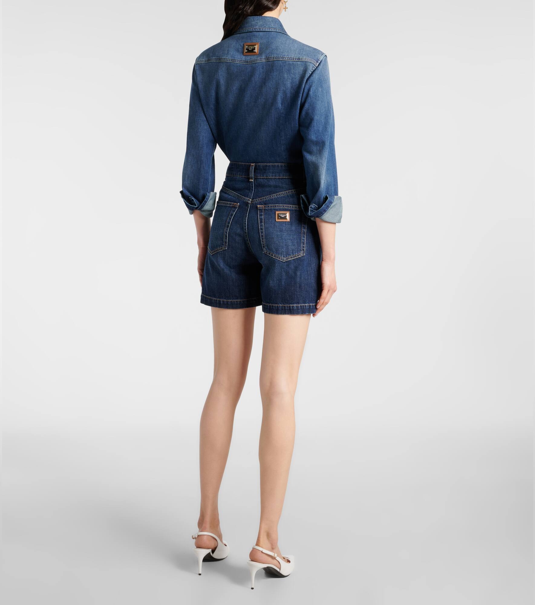 High-rise denim shorts - 3