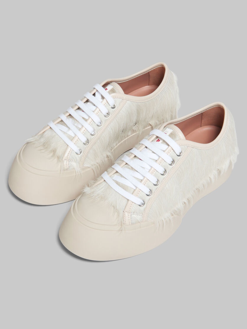 WHITE LONG-HAIR CALFSKIN PABLO LACE-UP SNEAKER - 5