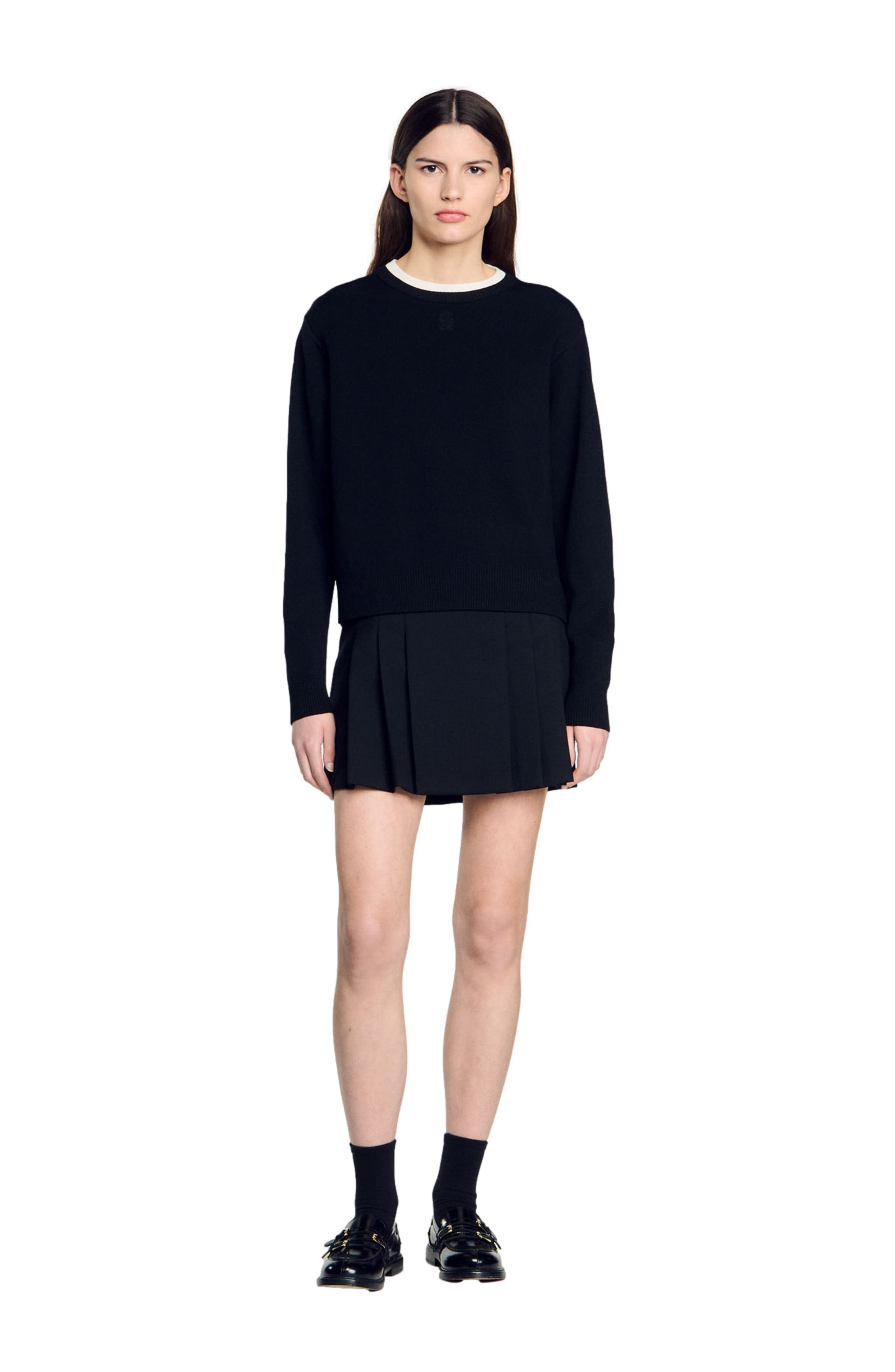 SANDRO Wool blend sweater in Black at Nordstrom - 4