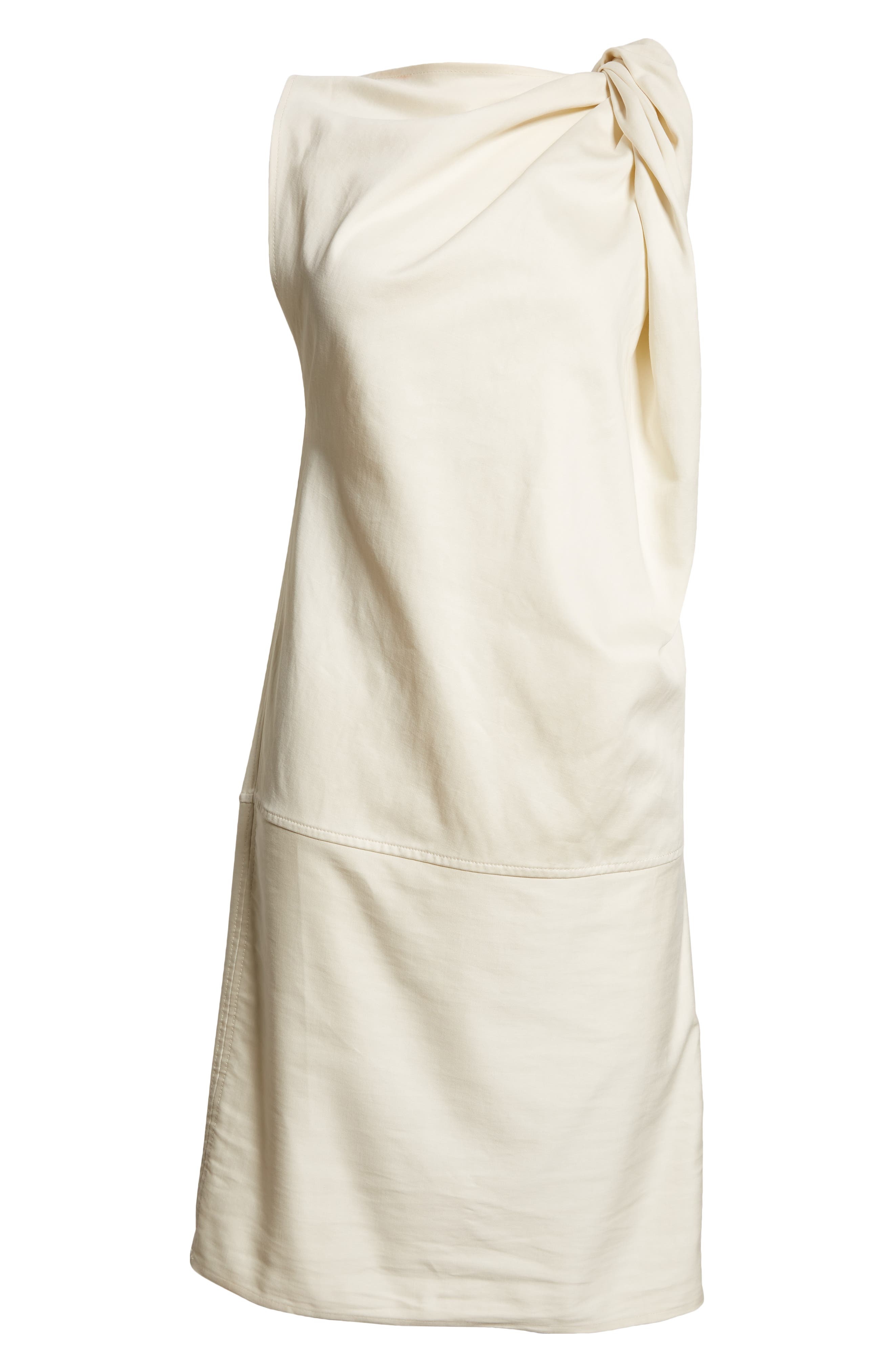 TOTEME Shoulder Twist Satin Shift Dress in Ecru at Nordstrom - 5