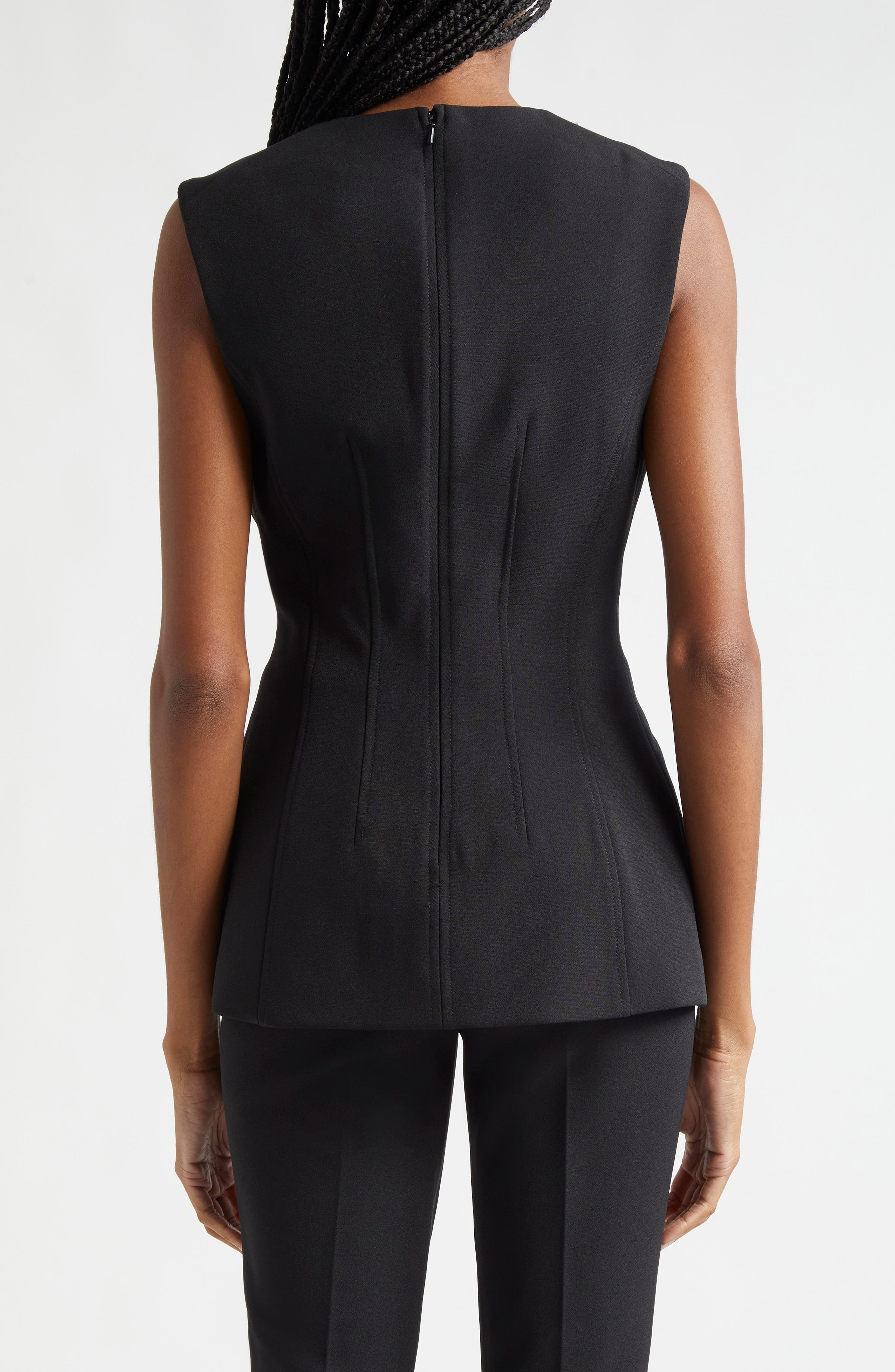 Veronica Beard Faith Sleeveless Fitted Tunic Top in Black at Nordstrom - 3