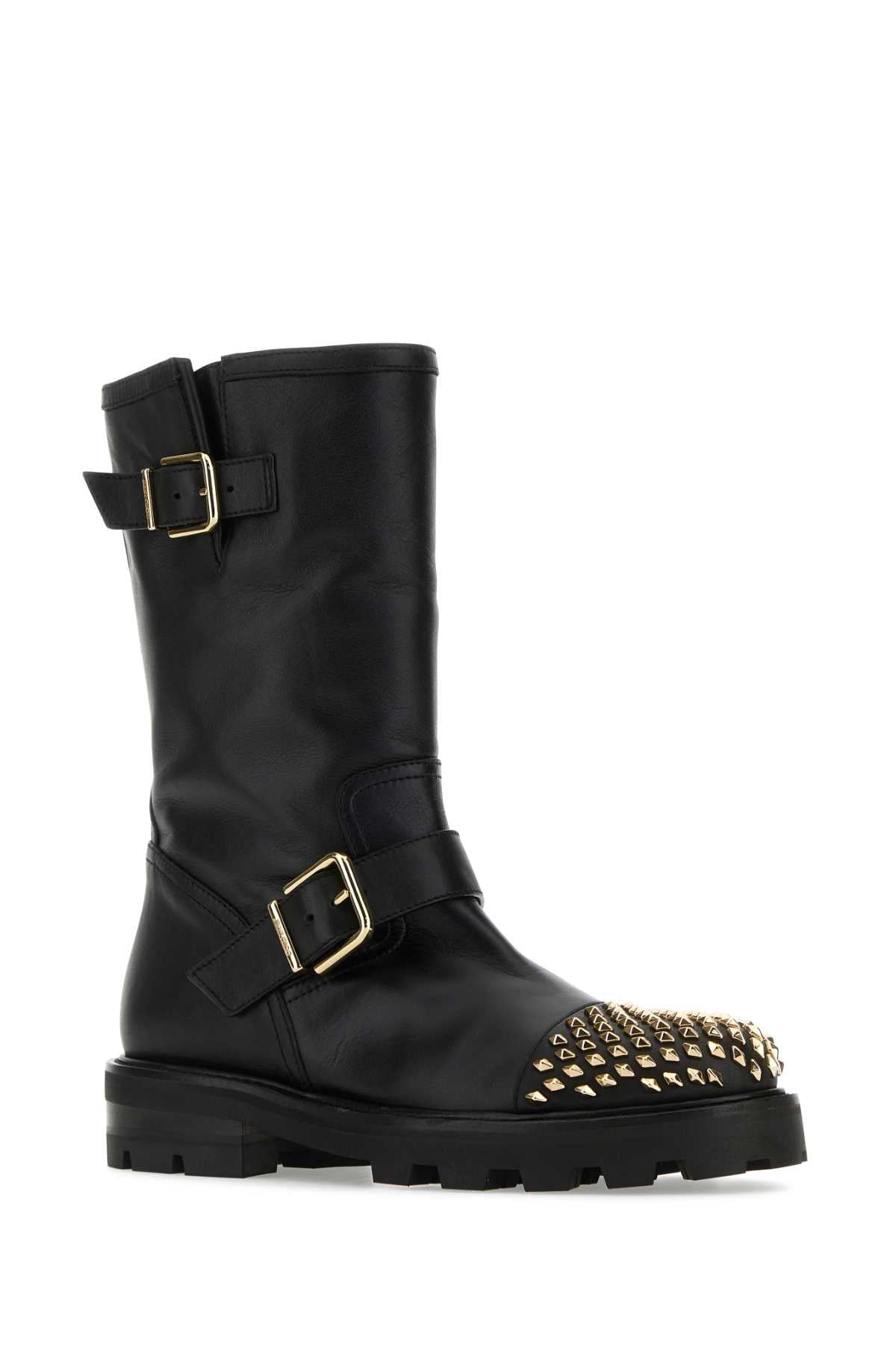 Jimmy Choo Women Black Leather Biker Ii Boots - 2