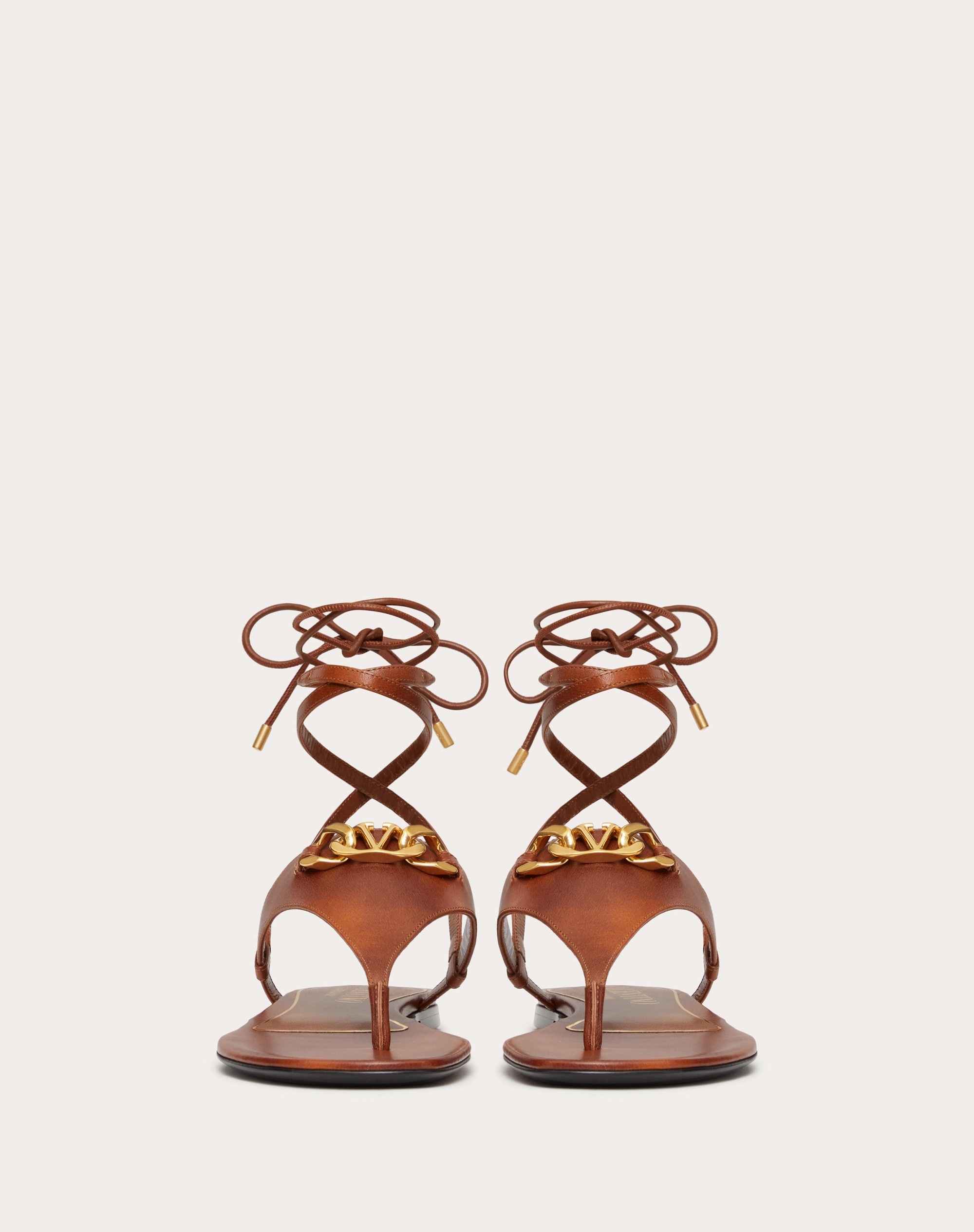 VLOGO CHAIN CALFSKIN FLAT THONG SANDALS - 4
