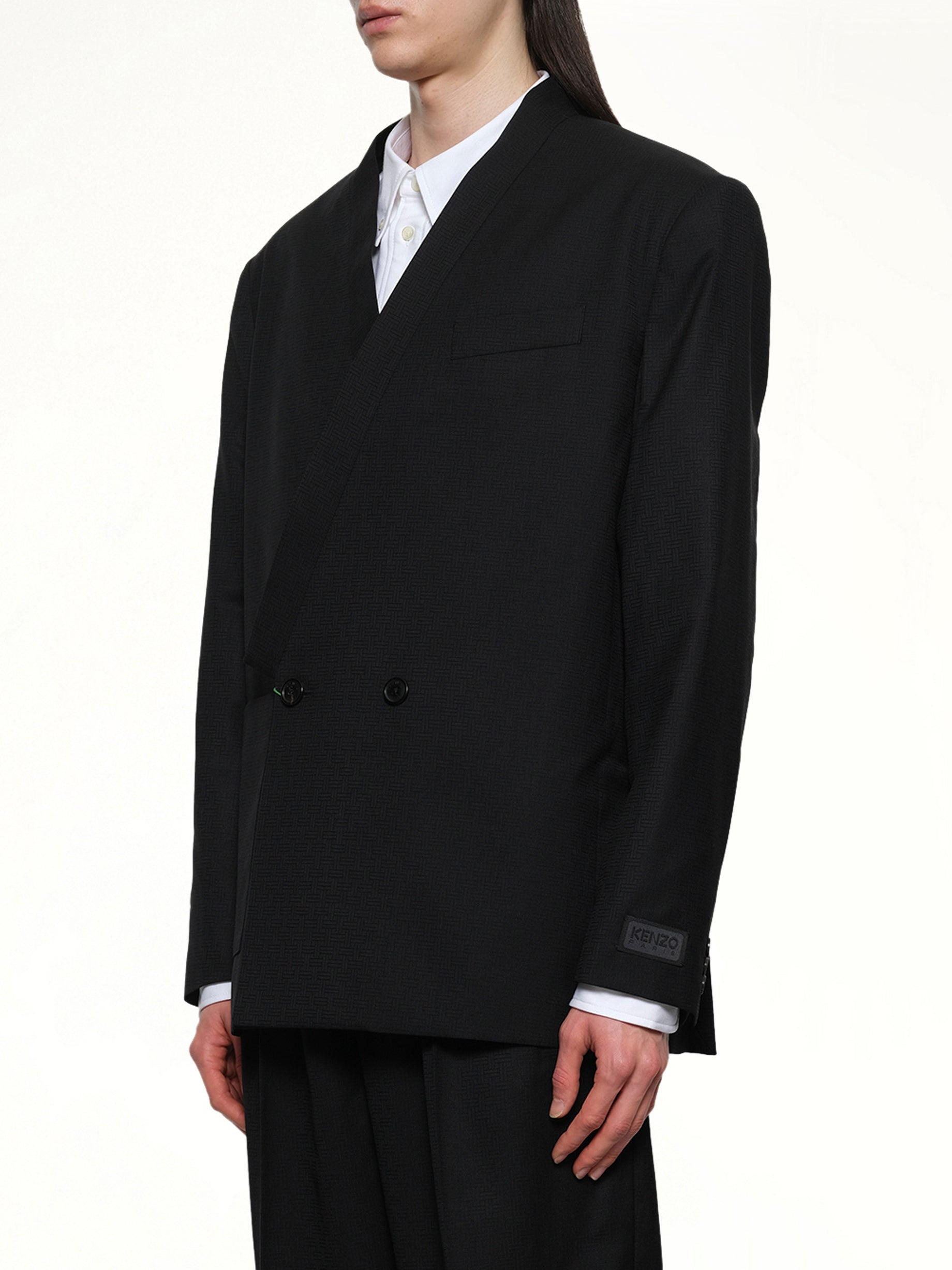 Kenzo Weave Kimono Tailored Jacket in Black - 3