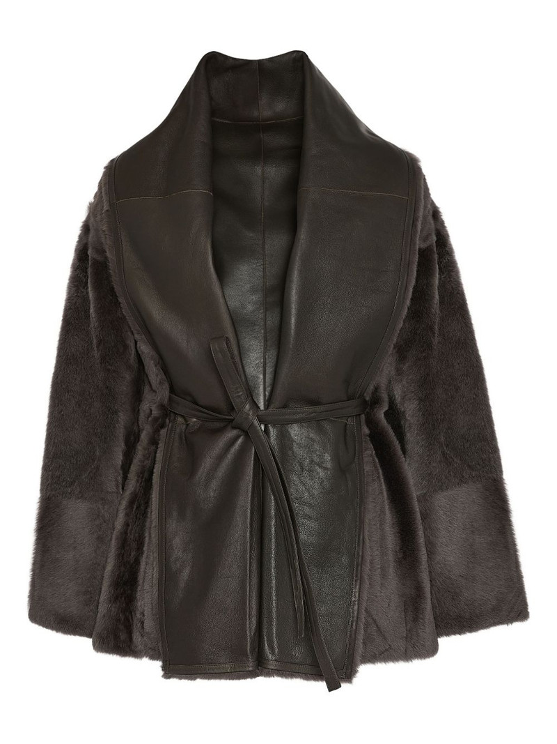 leather-trimmed shearling jacket 1