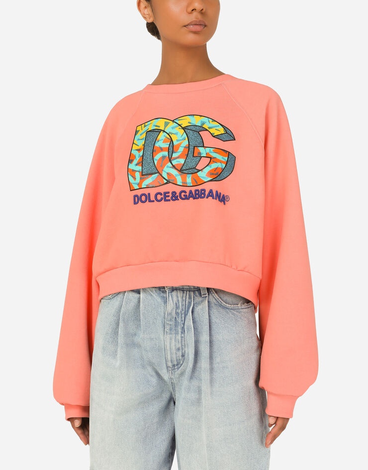 Cropped jersey sweatshirt with DG logo print - 4