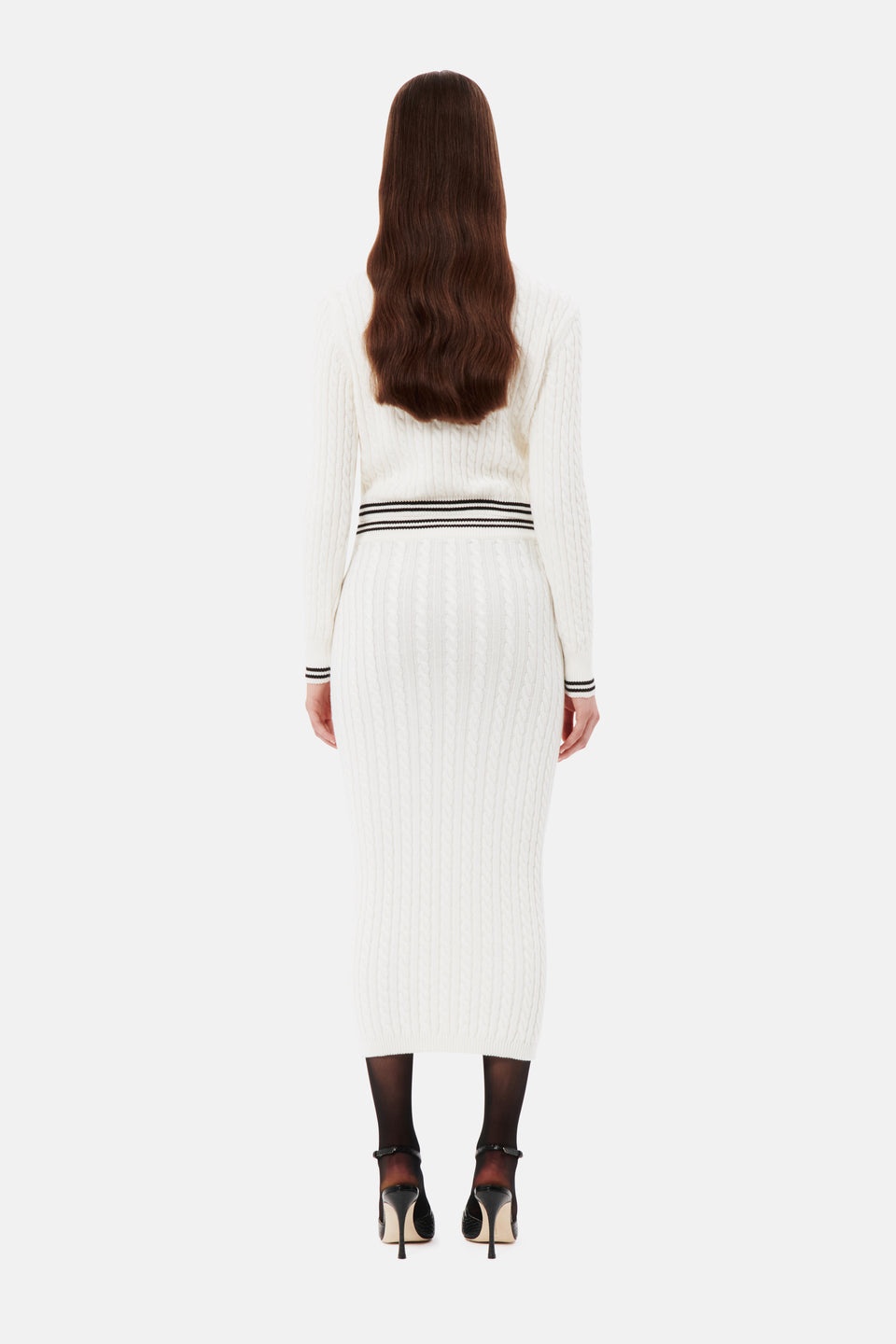 COTTON BLEND KNITTED MIDI SKIRT - 5