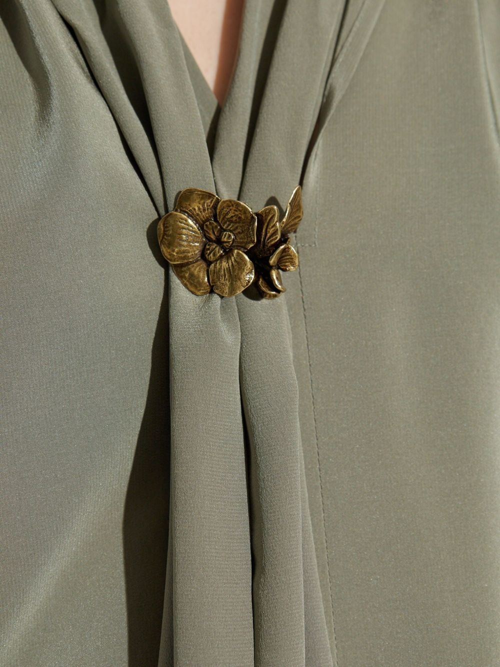 pleated tie-neck blouse - 5