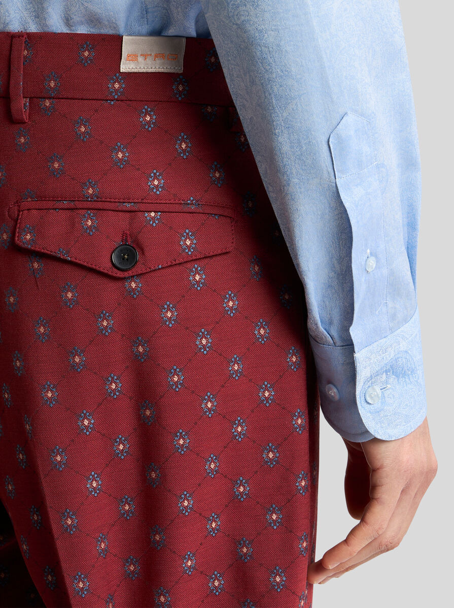 WOOL-BLEND ARCHIVE TIE JACQUARD TROUSERS - 2