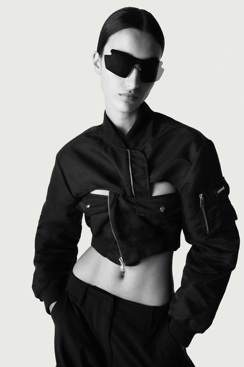 Cut-Out Cropped Bomber Jacket 1