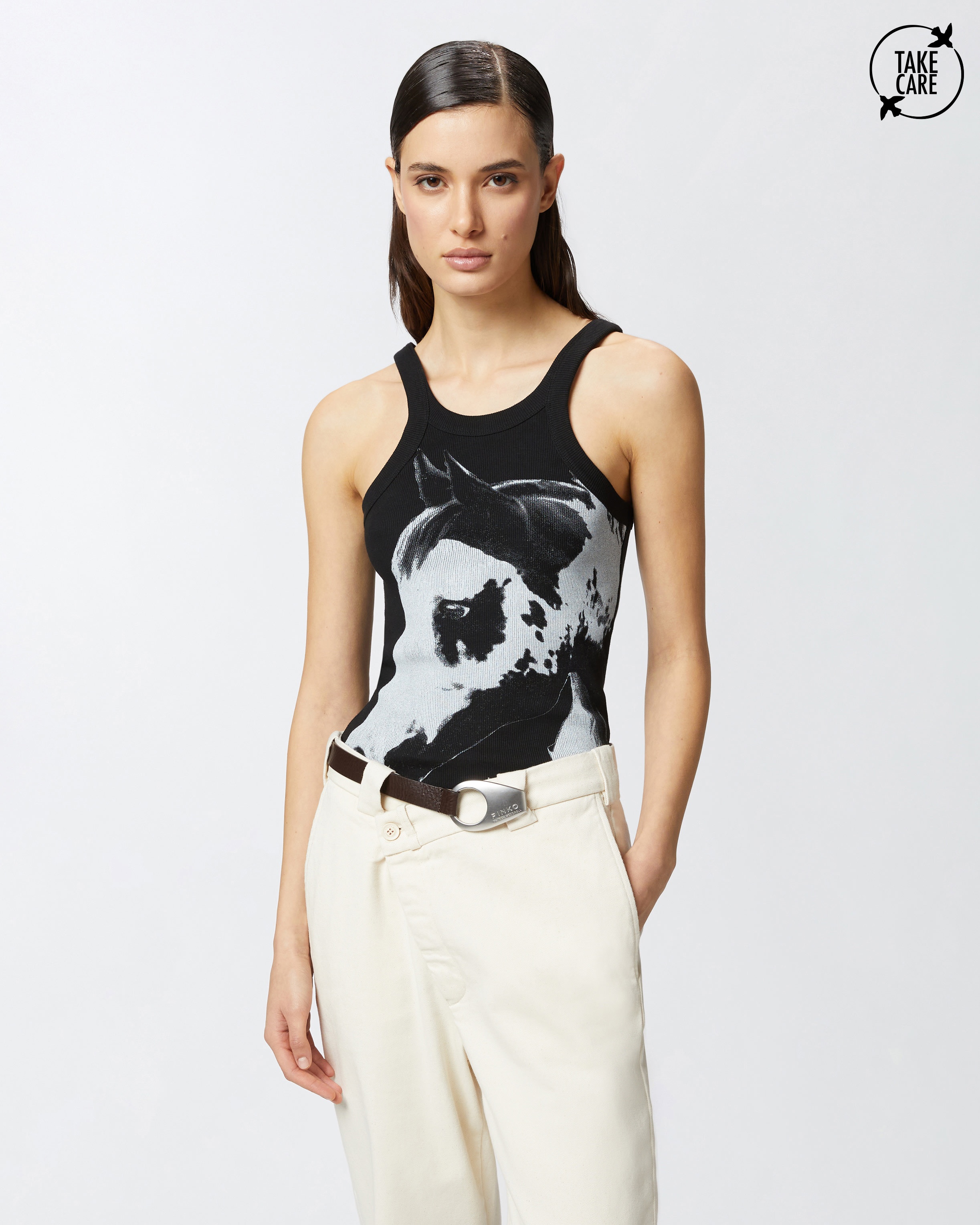 REIMAGINE BY PINKO X PATRICK MCDOWELL RIBBED VEST TOP WITH HORSE PRINT - 2