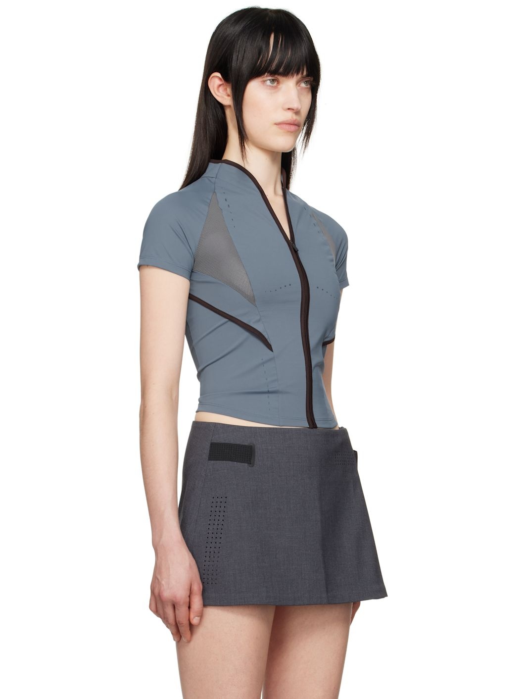 Blue Slashed Zip T-shirt - 2
