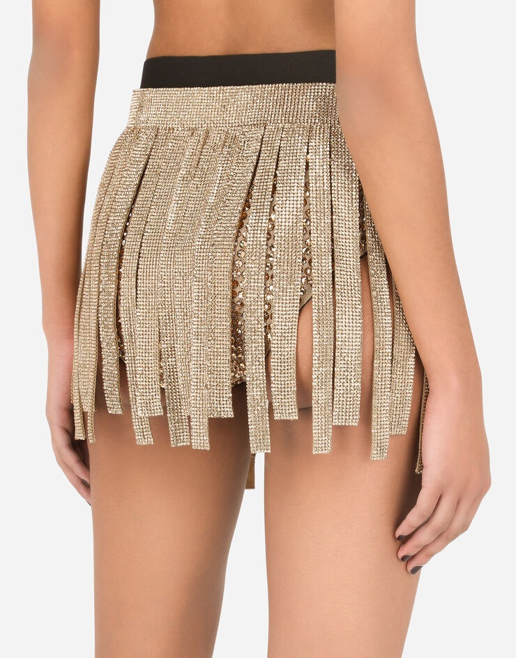 Crystal mesh miniskirt with fringing - 5