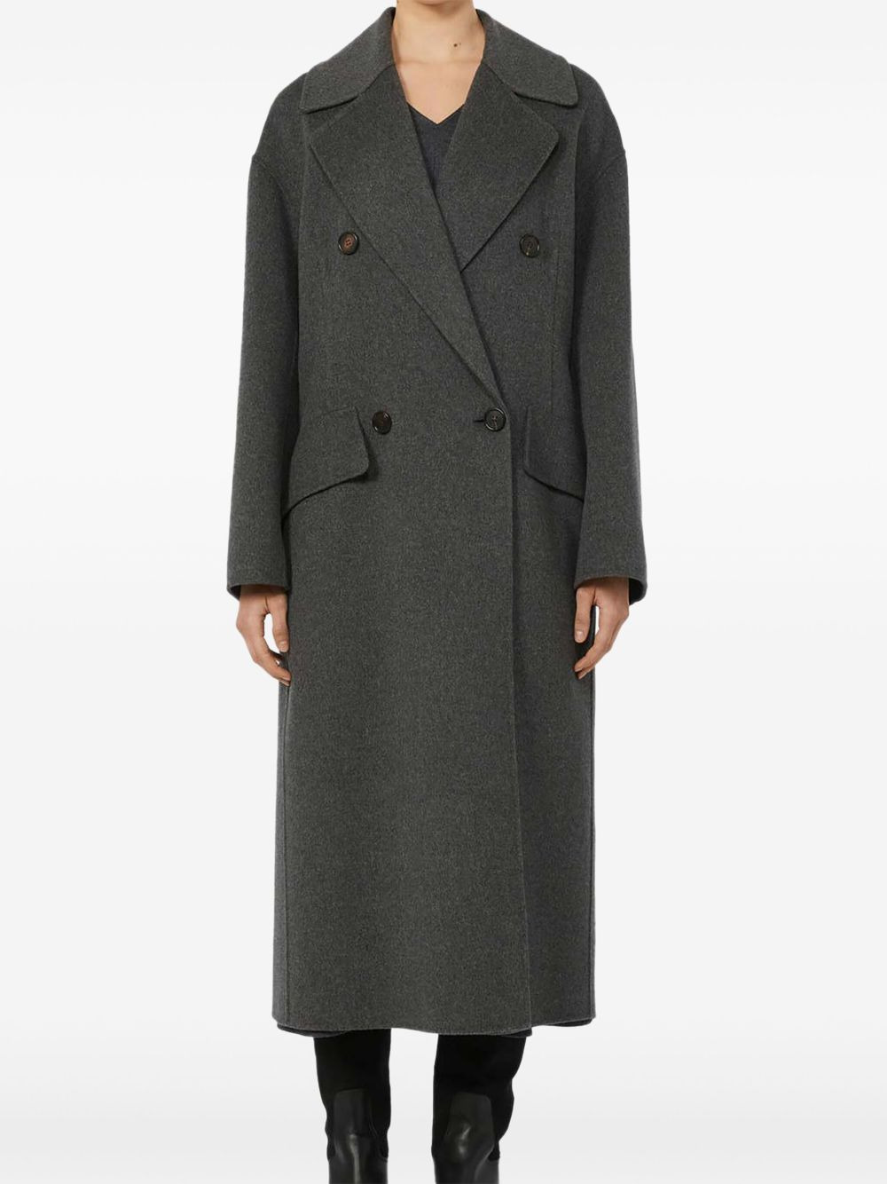 flap-pockets double-breasted coat - 2