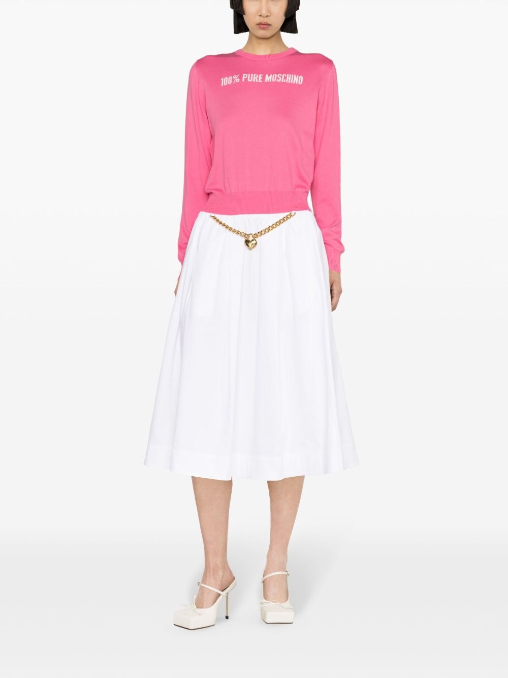 heart-charm ruched midi skirt - 2