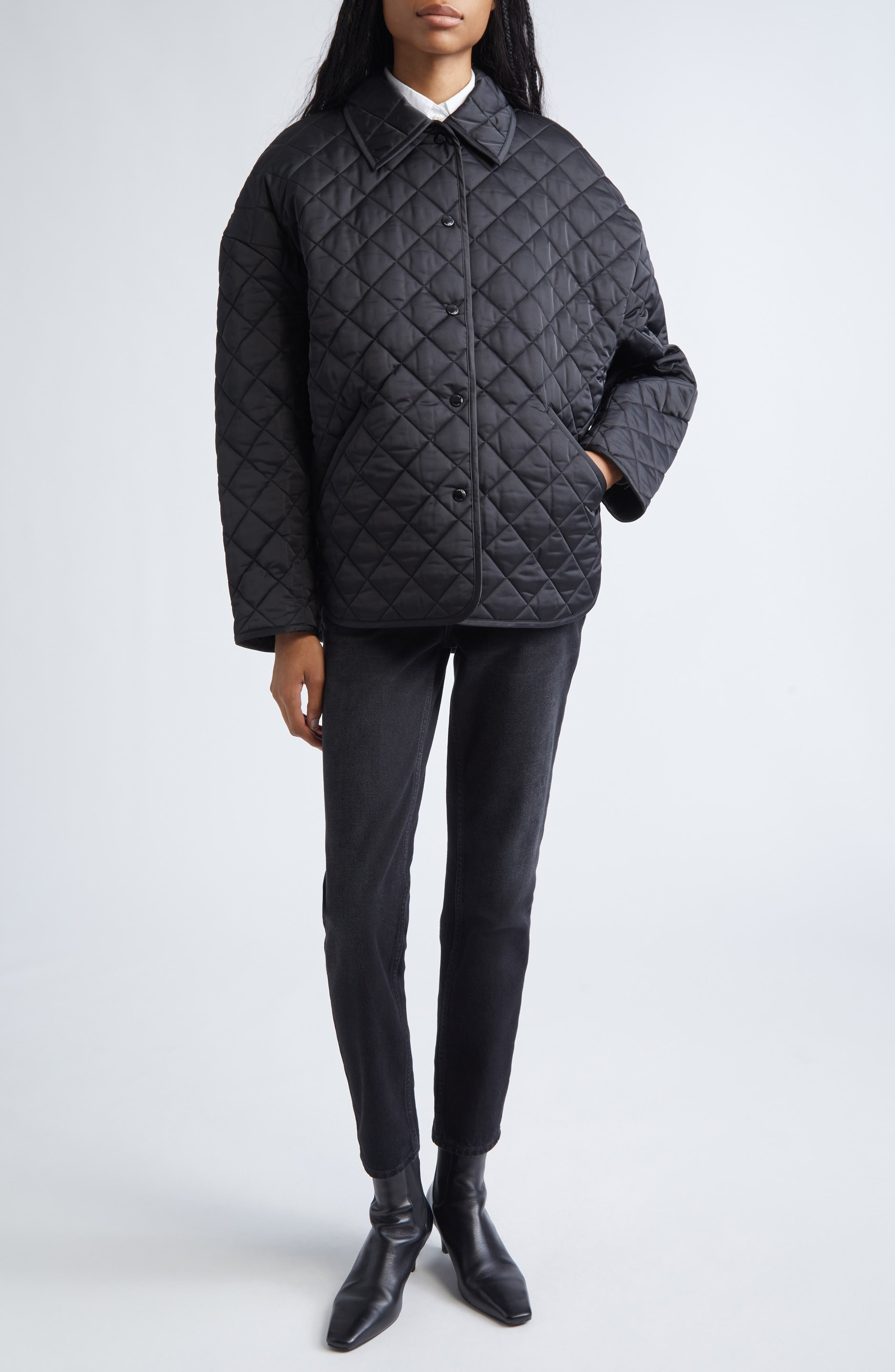TOTEME Oversize Quilted Jacket in Black at Nordstrom - 2