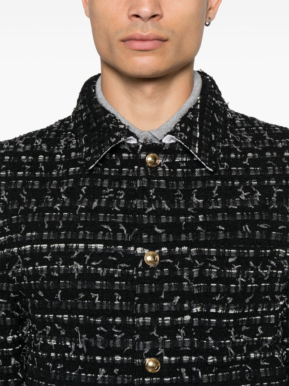 denim ribbon tweed jacket - 5
