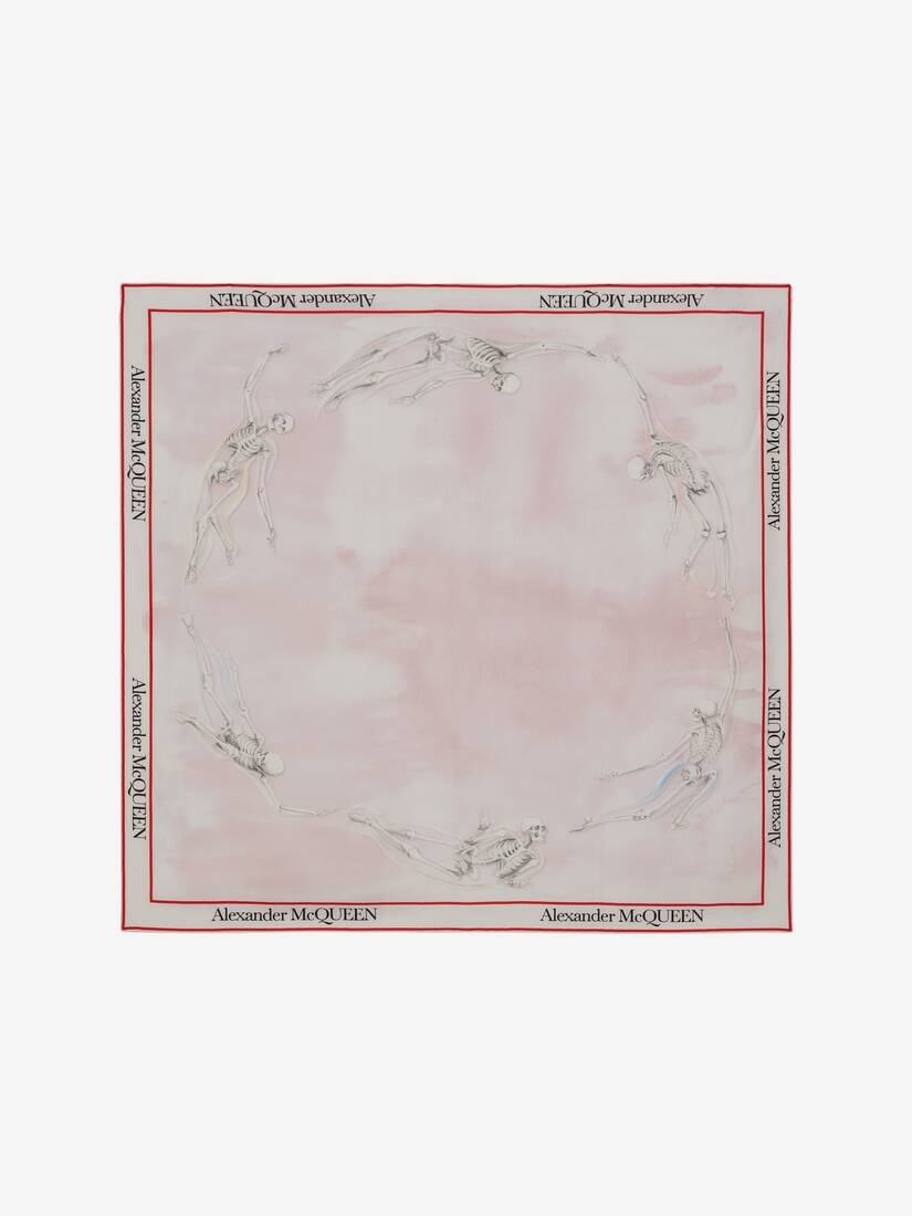 Flying Skeleton Selvedge Foulard in Ivory/pink 1