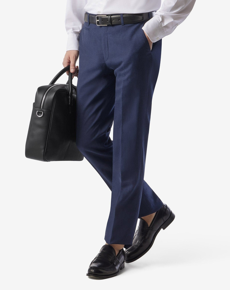 CORNELIANI Blue wool and linen chambray trousers outlook