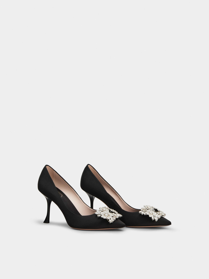 RV Bouquet Strass Buckle Pumps in Satin 2