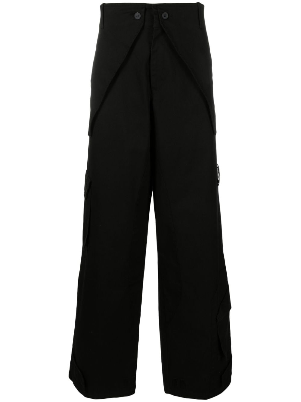 mid-rise wide-leg cargo trousers - 1